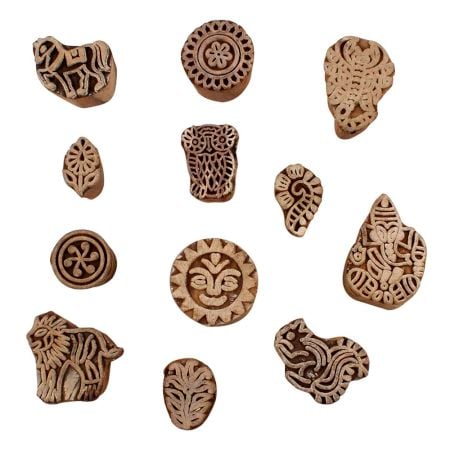 Set of 12 Piece New Mix Wooden Printing Blocks